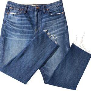 Madewell The High Rise Slim‎ Boyjean Denim Jeans Womens 31 Distressed Frayed Hem